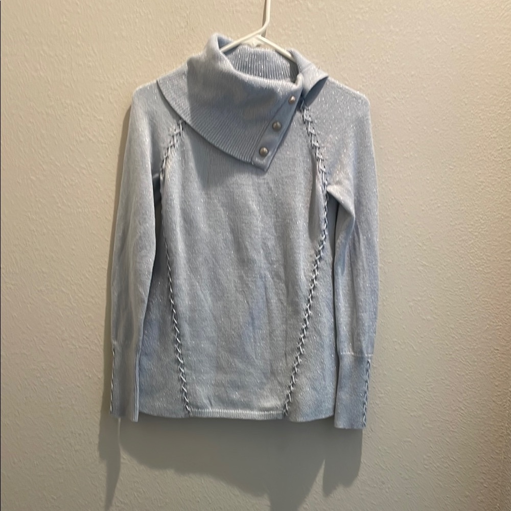 White House Black Market Blue Cowl Neck Sweater